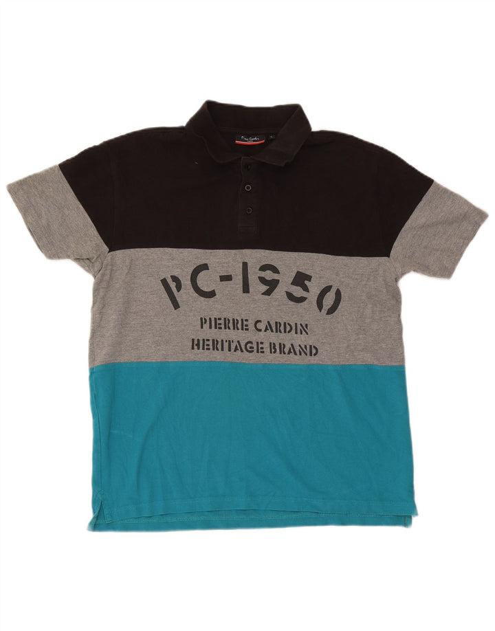 Polo grafica da uomo Pierre Cardin grande color block multicolore