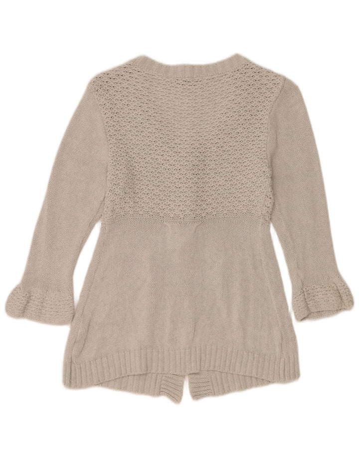 Maglione cardigan con maniche a 3/4 da donna Zara UK 10 piccolo cotone grigio