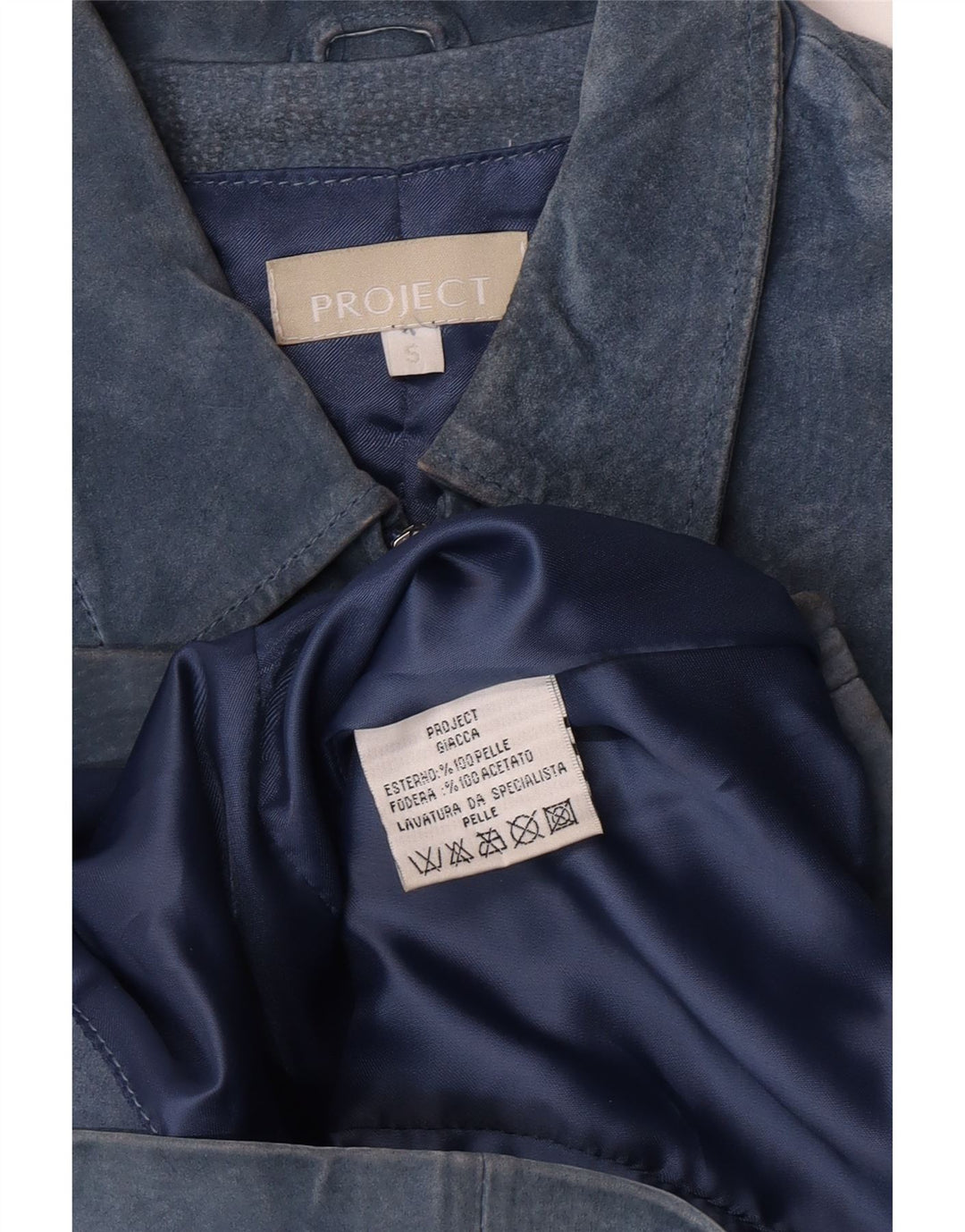 Giacca in pelle scamosciata da donna Project UK 10 piccola in pelle blu