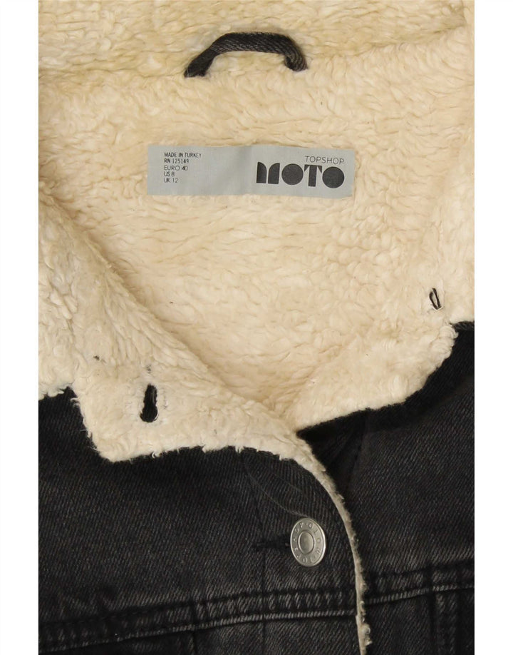 Topshop Giacca da donna in denim Sherpa UK 12 Cotone grigio medio