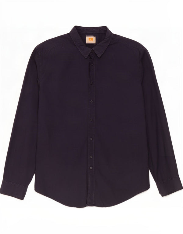 Hugo Boss Mens Shirt 2XL Navy Blue Cotton