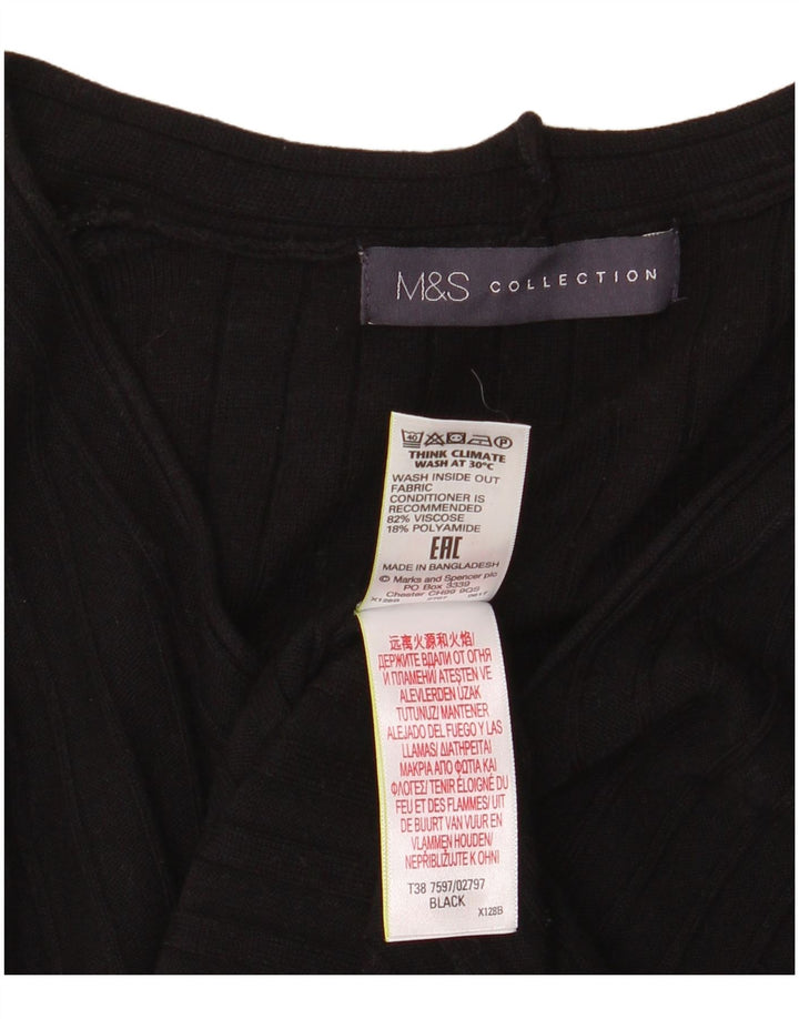 Maglione da donna con scollo a V Marks & Spencer UK 8 piccolo in viscosa nera