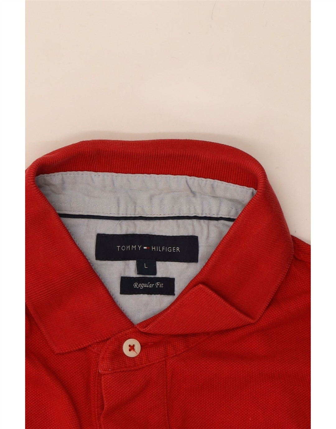 TOMMY HILFIGER Mens Regular Fit Polo Shirt Large Red Cotton Vintage Tommy Hilfiger and Second-Hand Tommy Hilfiger from Messina Hembry 