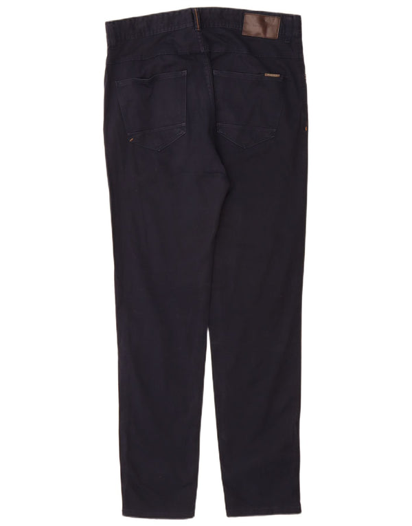 Pantaloni casual slim da uomo Zara EU 42 Large W32 L31 cotone blu navy