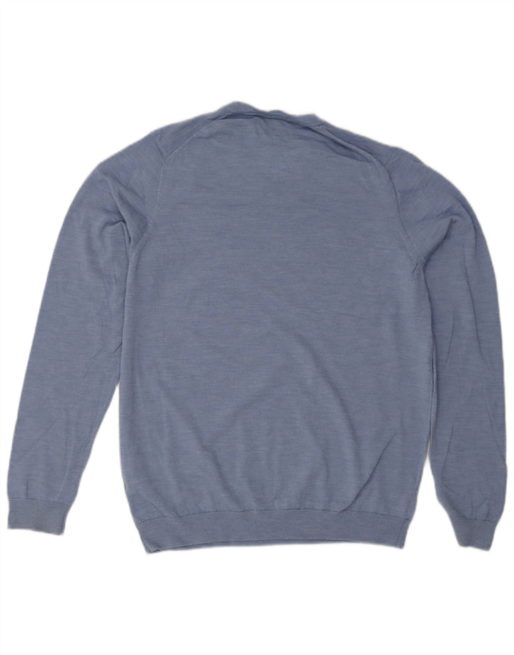 Maglione da uomo Marks & Spencer con scollo a V, grande lana screziata blu