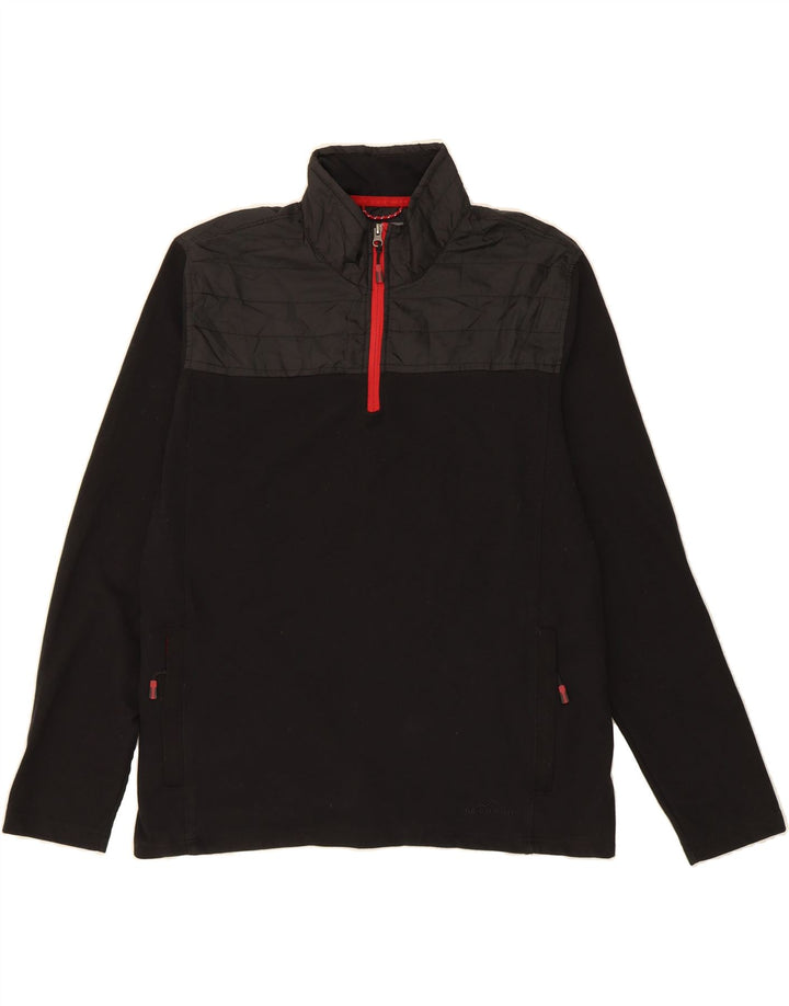 EDDIE BAUER Mens Zip Neck Sweatshirt Jumper XL Black Polyester Vintage Eddie Bauer and Second-Hand Eddie Bauer from Messina Hembry 