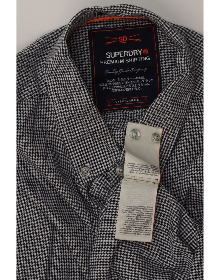 Camicia da uomo con vestibilità regolare SUPERDRY, cotone pied de poule blu navy grande