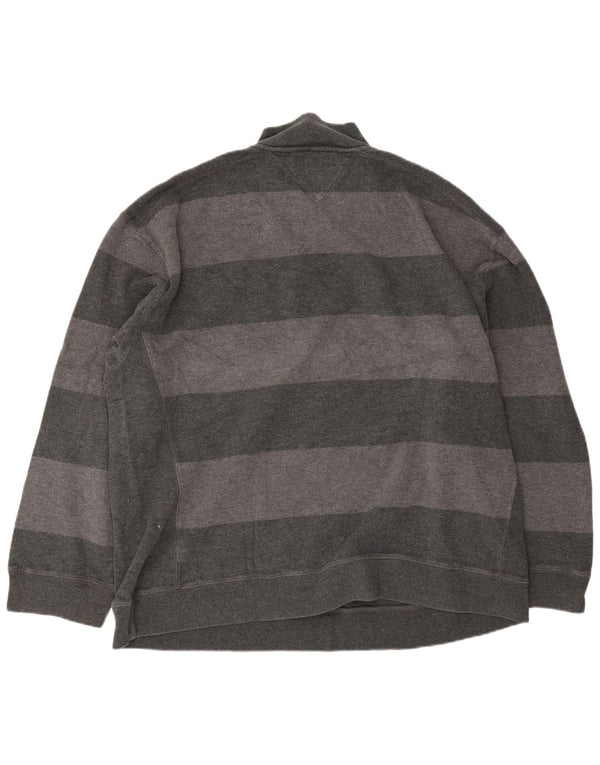 Maglione maglione con zip da uomo Tommy Hilfiger 2XL cotone a righe grigie