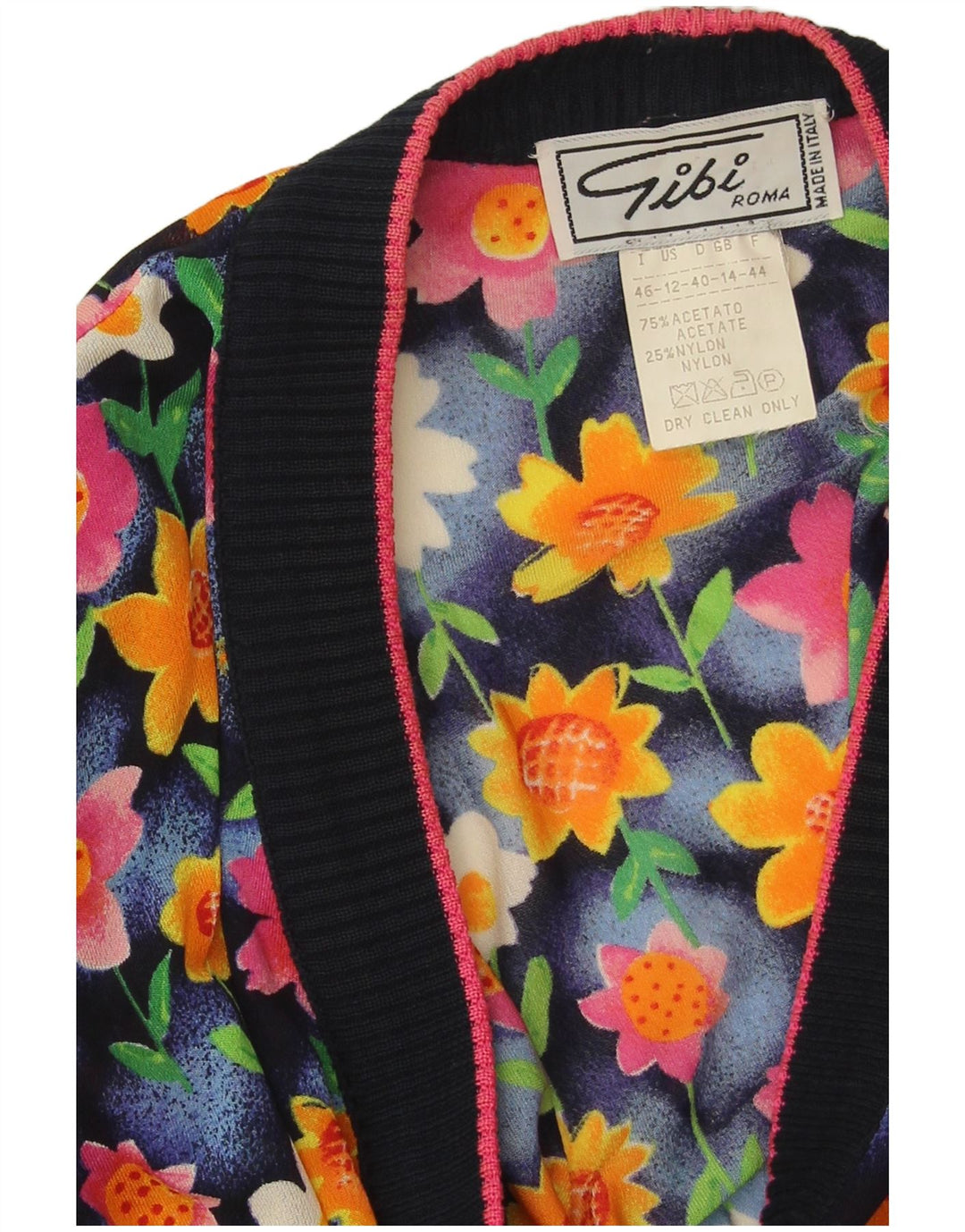 Top cardigan da donna Gibi UK 14 Acetato floreale grande blu navy