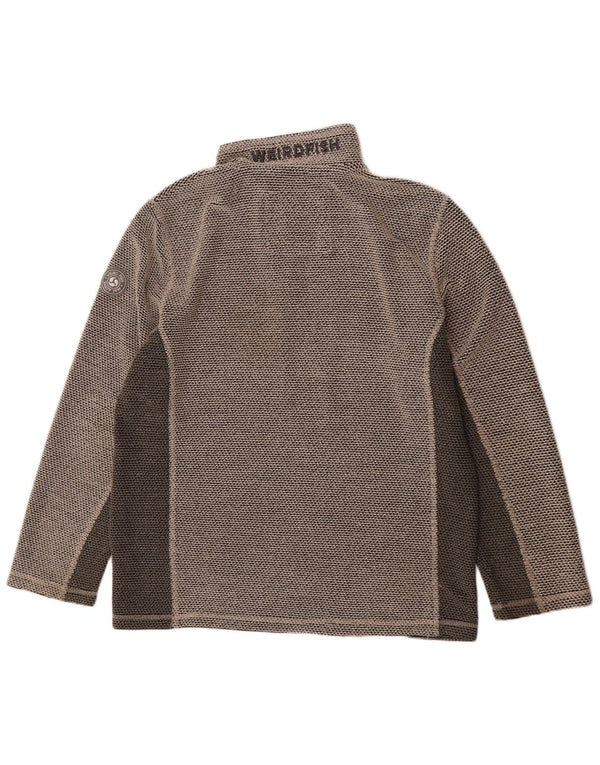 Felpa da uomo con collo con zip Weird Fish, maglione XL, acrilico color block grigio