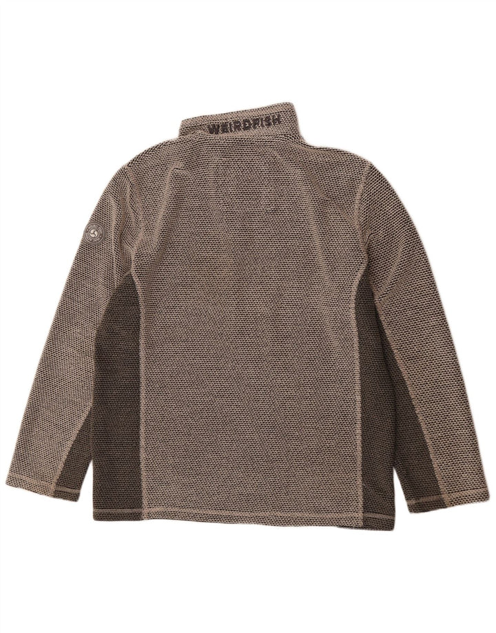 Felpa da uomo con collo con zip Weird Fish, maglione XL, acrilico color block grigio