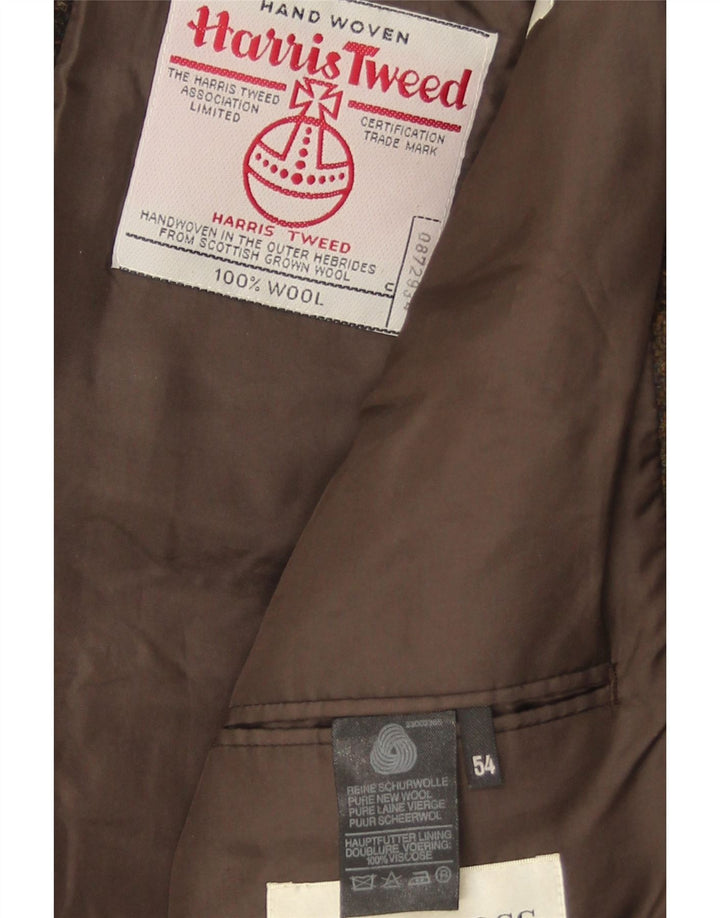 HARRIS TWEED Giacca blazer da uomo a 2 bottoni IT 54 2XL Lana nuova a quadri marrone