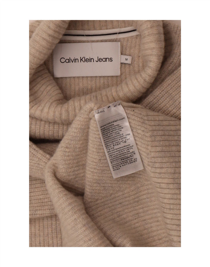 Calvin Klein Jeans Maglione da uomo con collo alto in lana beige medio