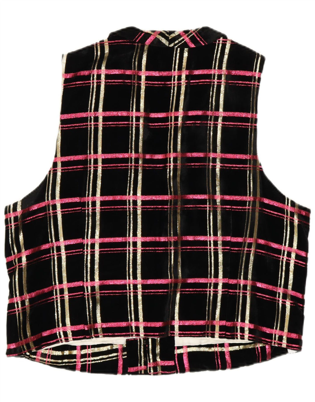 Gilet in velluto da donna VINTAGE UK 18 XL a quadri neri