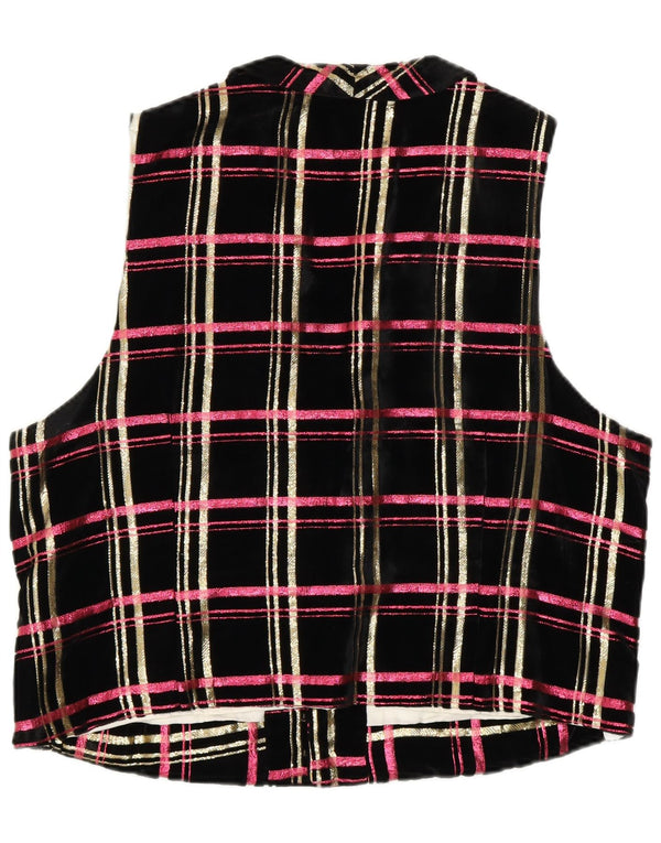Gilet in velluto da donna VINTAGE UK 18 XL a quadri neri
