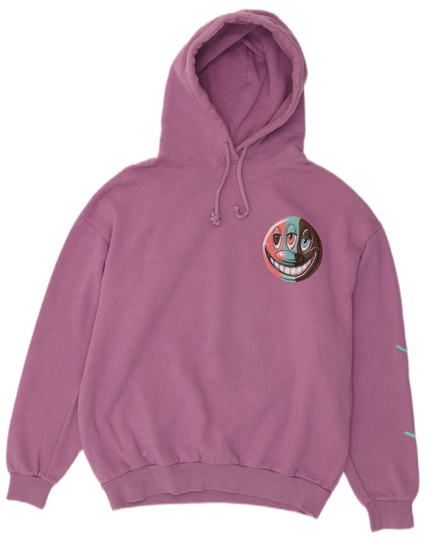 Pull & Bear Felpa con cappuccio ampia con grafica da uomo, piccola, in cotone viola