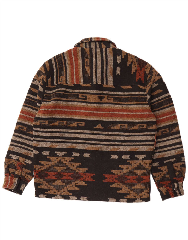 Giubbotto bomber da uomo vintage UK 38 Poliestere geometrico marrone medio