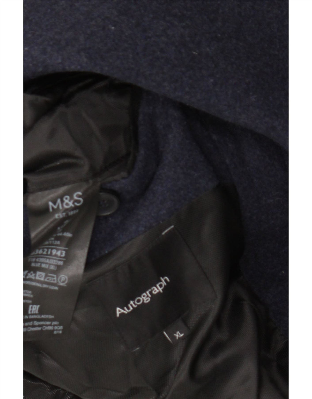 Cappotto da uomo Marks & Spencer UK 42 XL Lana blu navy