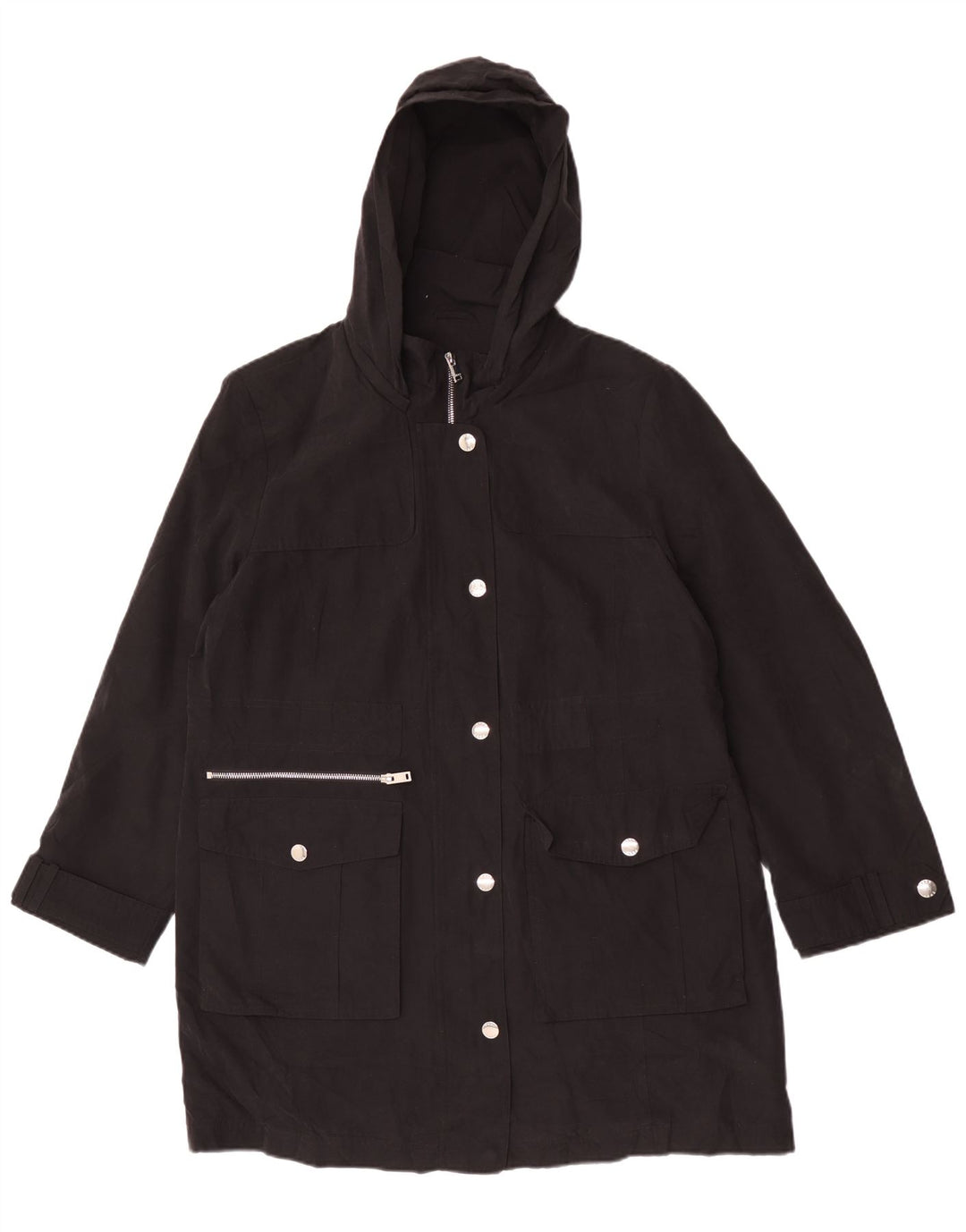 Impermeabile con cappuccio da donna Dkny UK 18 XL poliestere nero