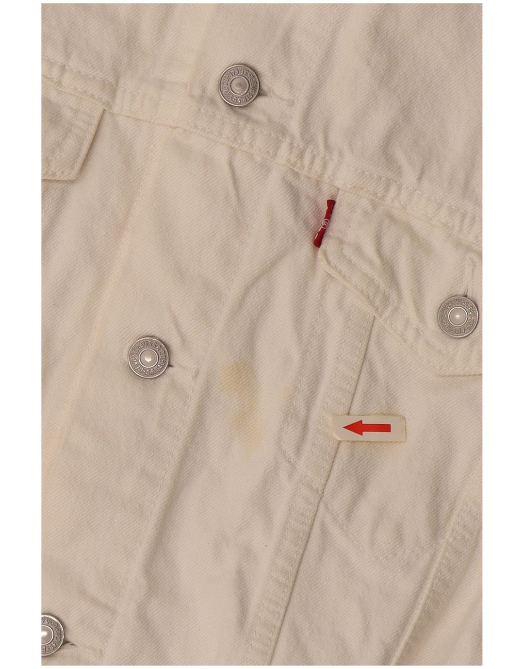 LEVI'S Gilet corto in denim da donna UK 16 grande cotone bianco