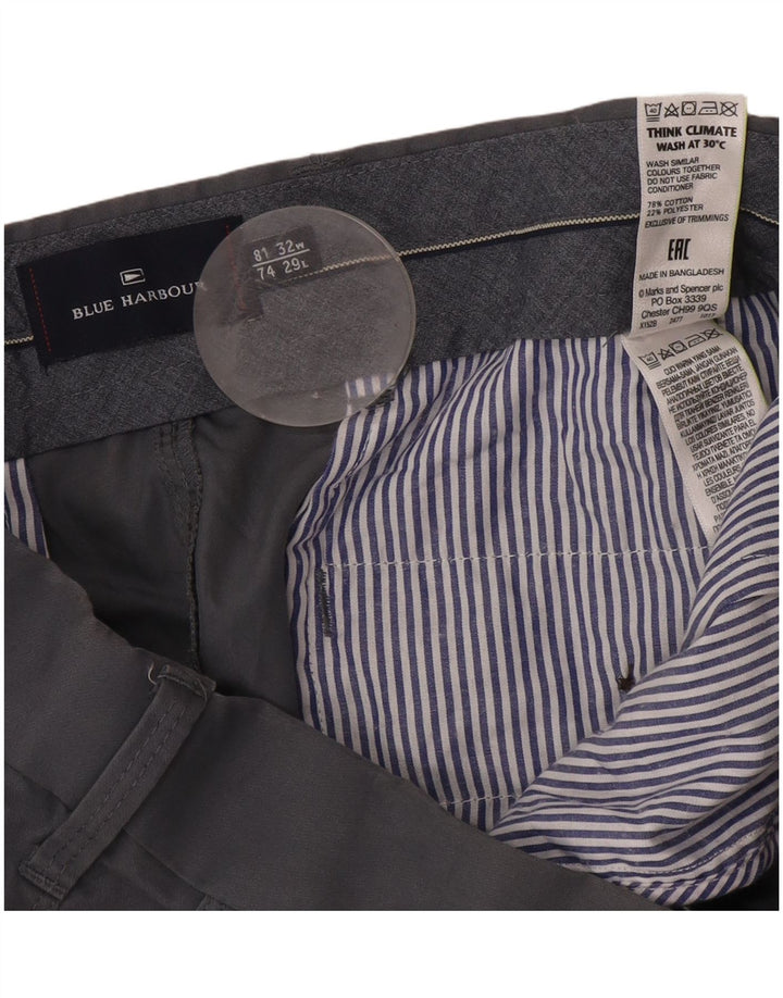 Pantaloni chino dritti Marks & Spencer da uomo blu Harbour W32 L29 grigi