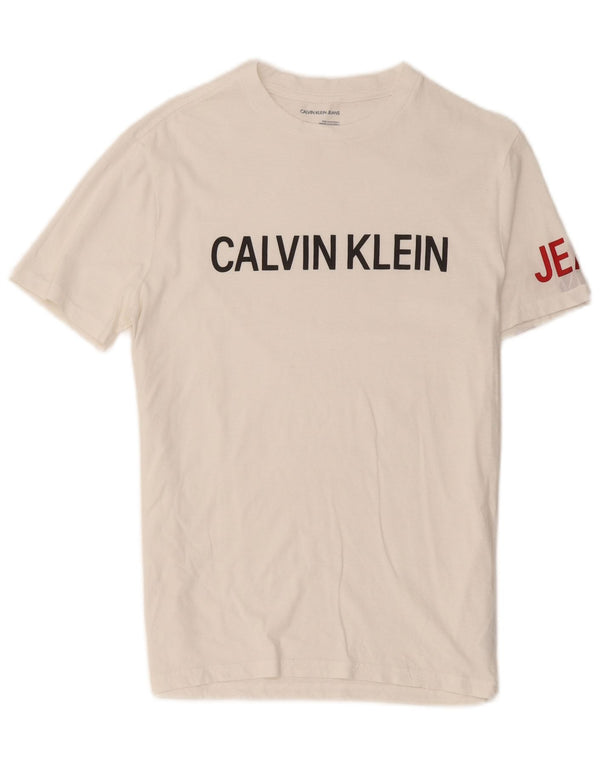 Calvin Klein Jeans T-shirt grafica da uomo Top piccola in cotone bianco