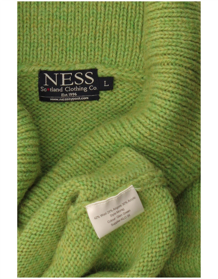 Maglione maglione a collo alto da donna Ness UK 14 grande lana verde