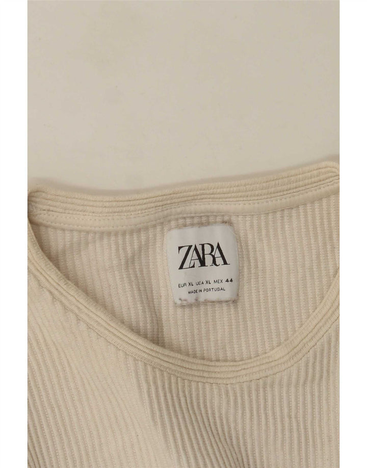 Top Zara da uomo a maniche lunghe XL bianco sporco