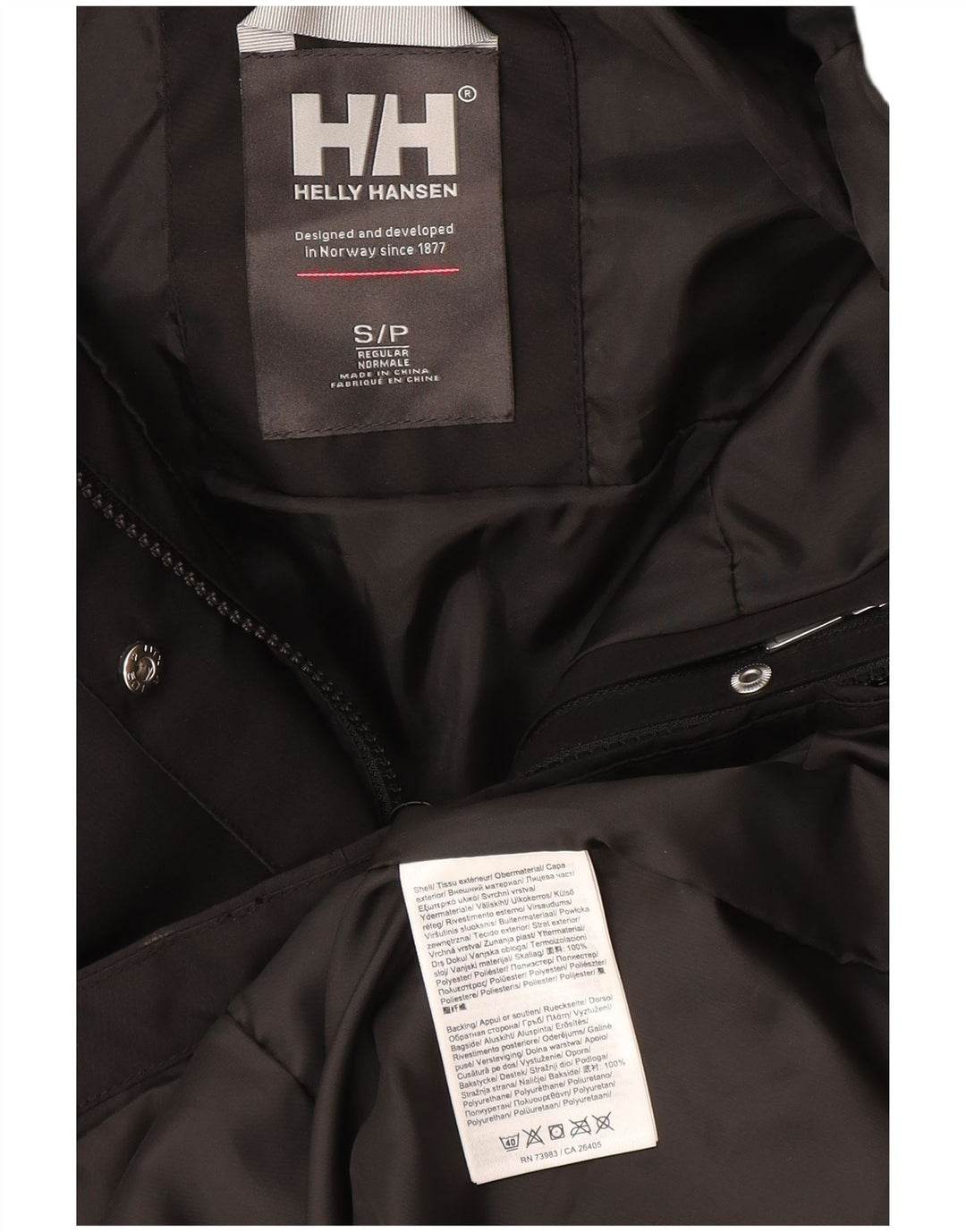 Cappotto giacca a vento con cappuccio da donna Helly Hansen UK 10 piccolo poliestere nero