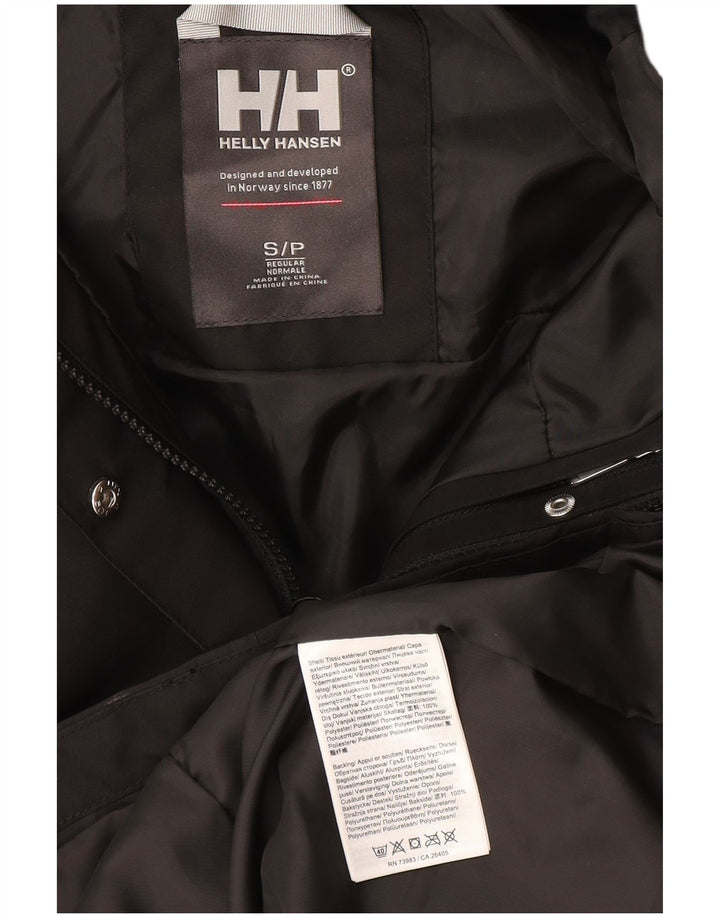 Cappotto giacca a vento con cappuccio da donna Helly Hansen UK 10 piccolo poliestere nero