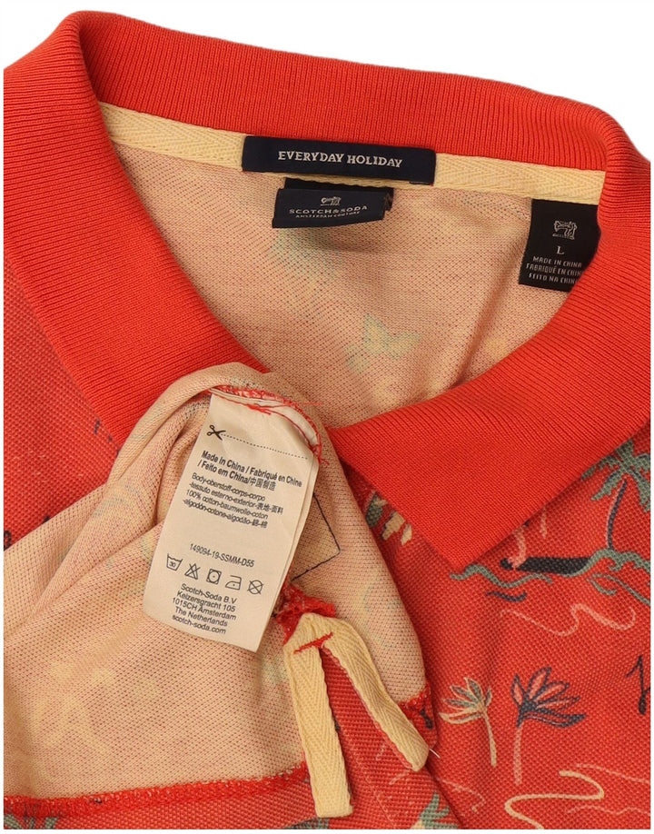 Polo grafica da uomo Scotch & Soda grande in cotone arancione