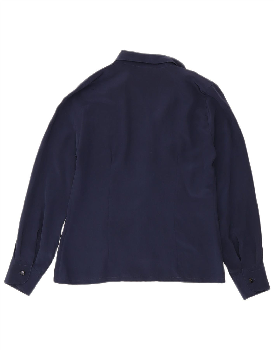 Camicetta camicia vintage da donna IT 44 media seta blu navy