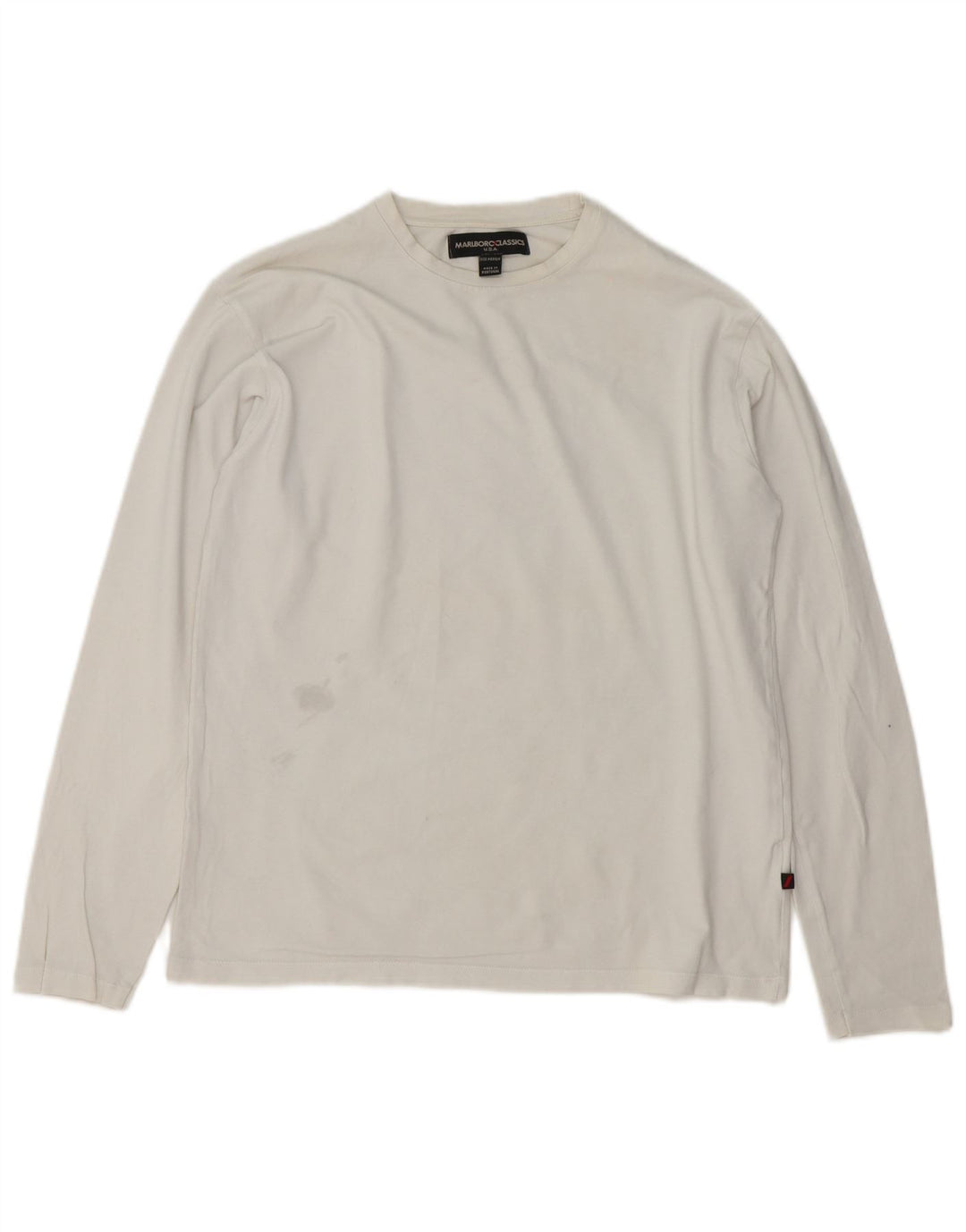 Marlboro Classics Top da uomo a maniche lunghe in cotone bianco medio