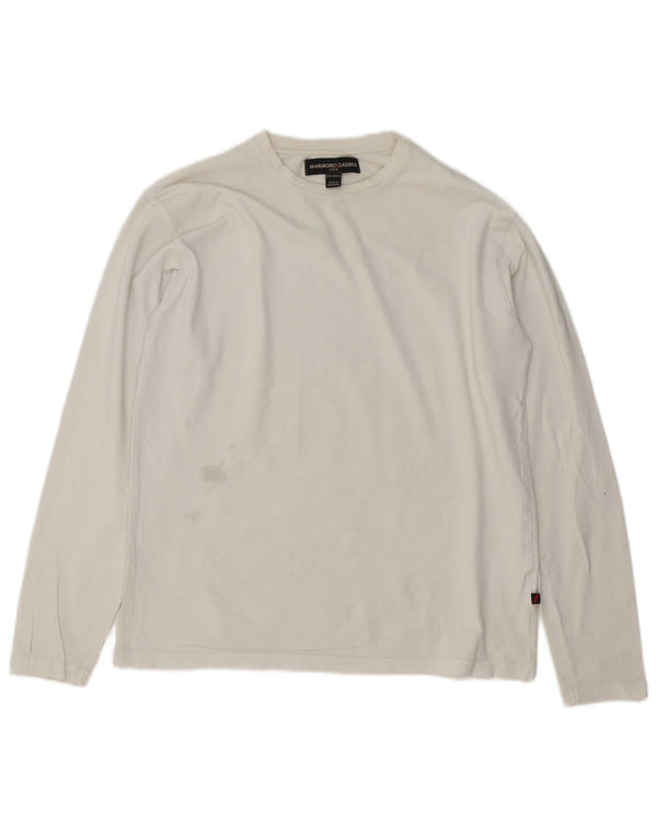 Marlboro Classics Top da uomo a maniche lunghe in cotone bianco medio