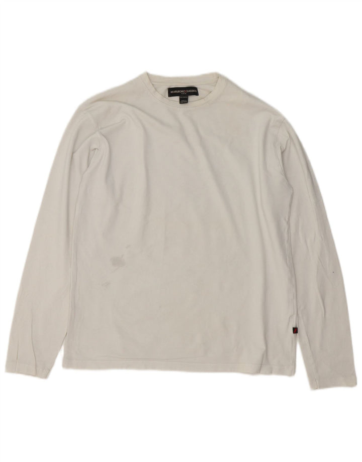 Marlboro Classics Top da uomo a maniche lunghe in cotone bianco medio