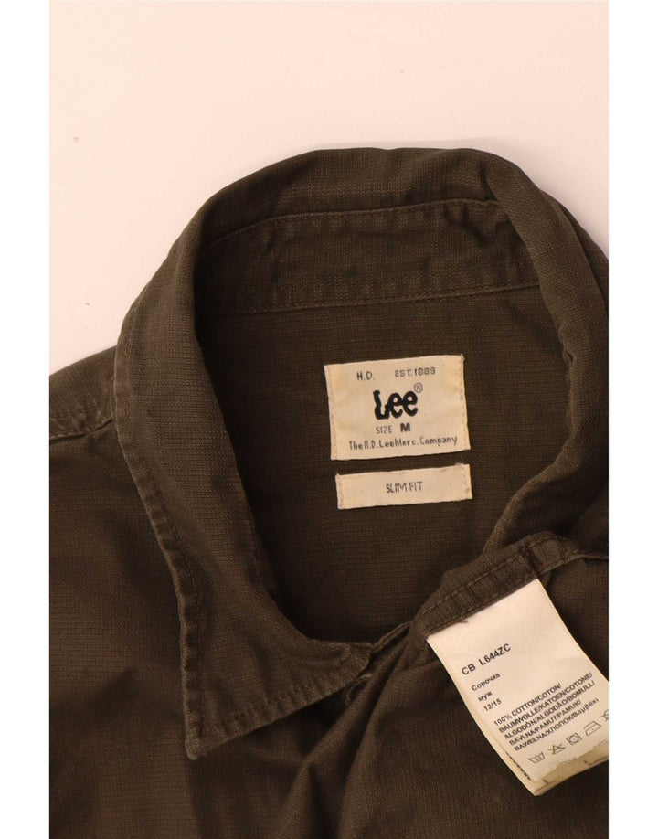 Camicia slim fit da uomo Lee in cotone kaki medio