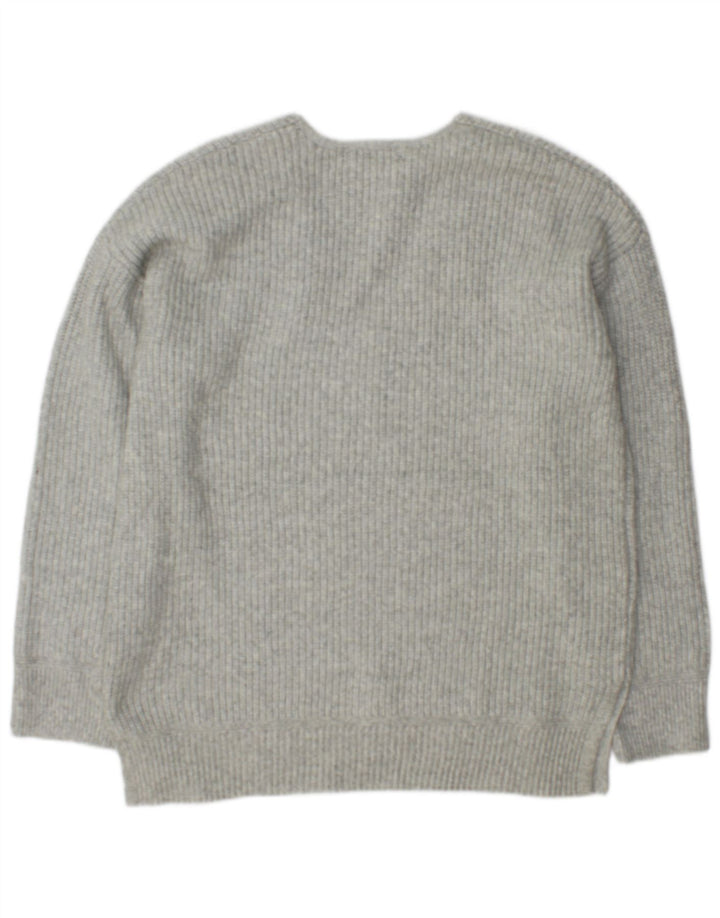 Maglione con scollo a V da donna Marks & Spencer UK 14 Poliestere grigio medio