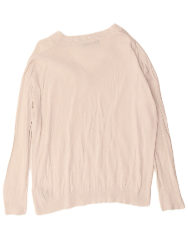 Maglione oversize con scollo a V da donna Marks & Spencer UK 12 bianco medio