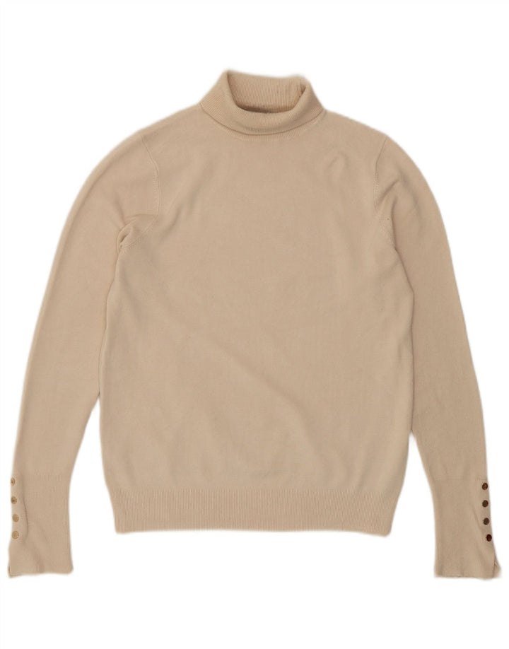 Maglione maglione a collo alto da donna Zara UK 12 viscosa bianco sporco medio