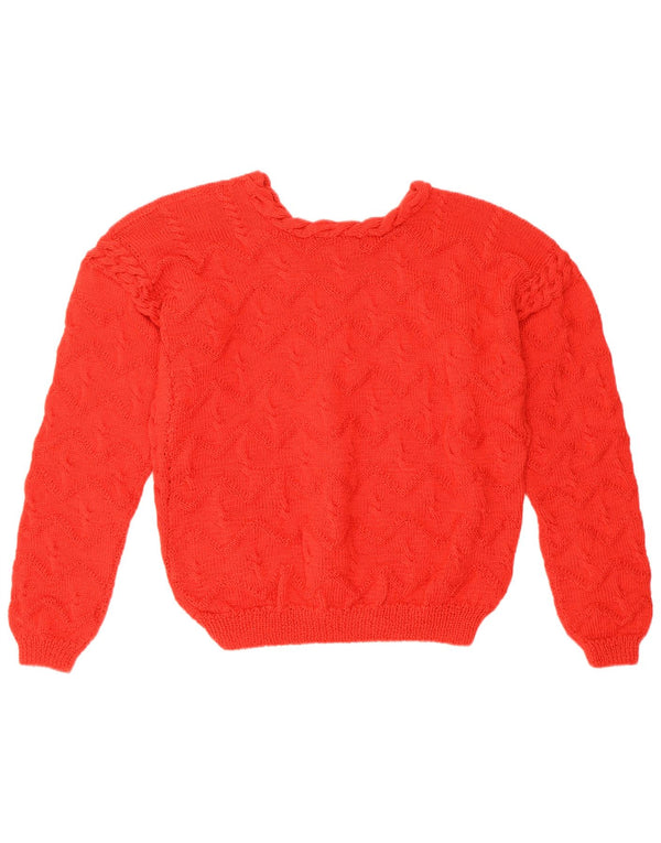 Maglione maglione girocollo da donna vintage UK 14 grande rosso