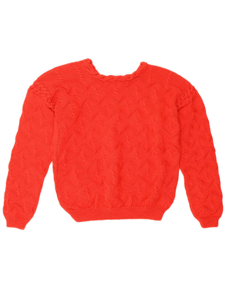 Maglione maglione girocollo da donna vintage UK 14 grande rosso