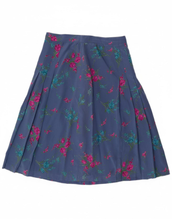 VINTAGE Womens A-Line Skirt W28 Medium Blue Floral