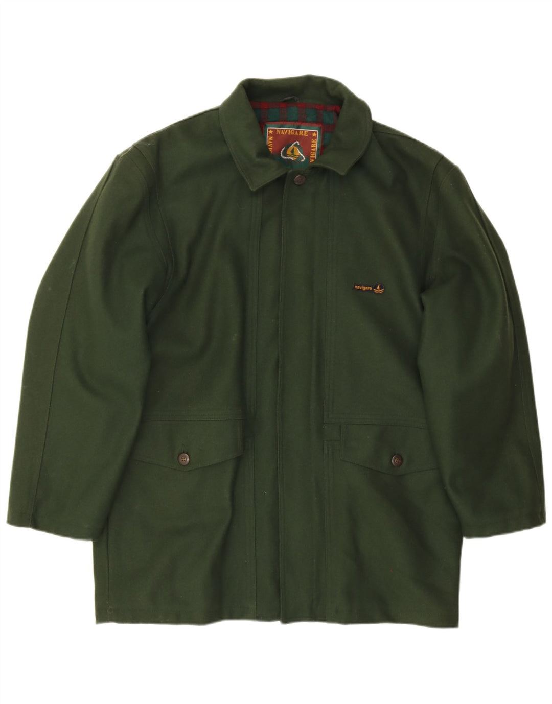 Soprabito da uomo Navigare UK 40 Large Green Wool