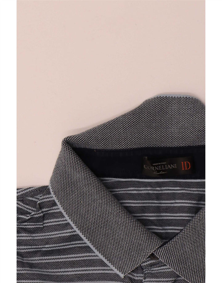Polo Uomo Corneliani IT 52 Large Poliestere Rigato Blu