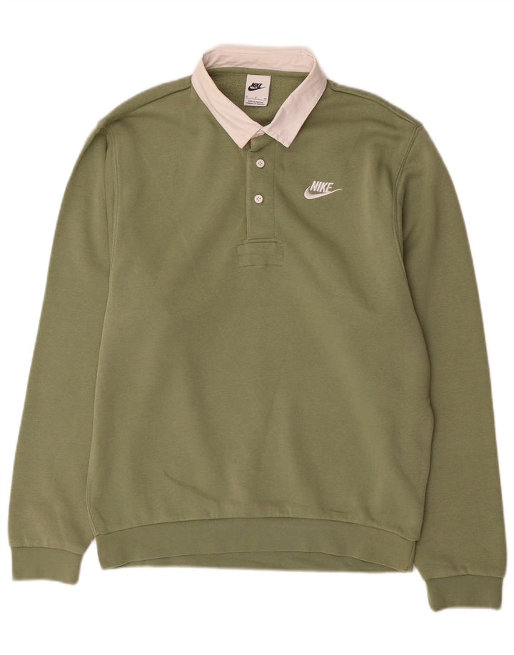Felpa da uomo Nike Polo Neck Jumper piccola in cotone verde