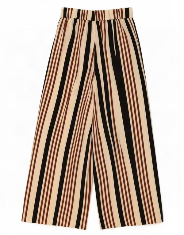 Zara Womens Wide Leg Casual Trousers XS W24 L24 Beige Striped Polyester