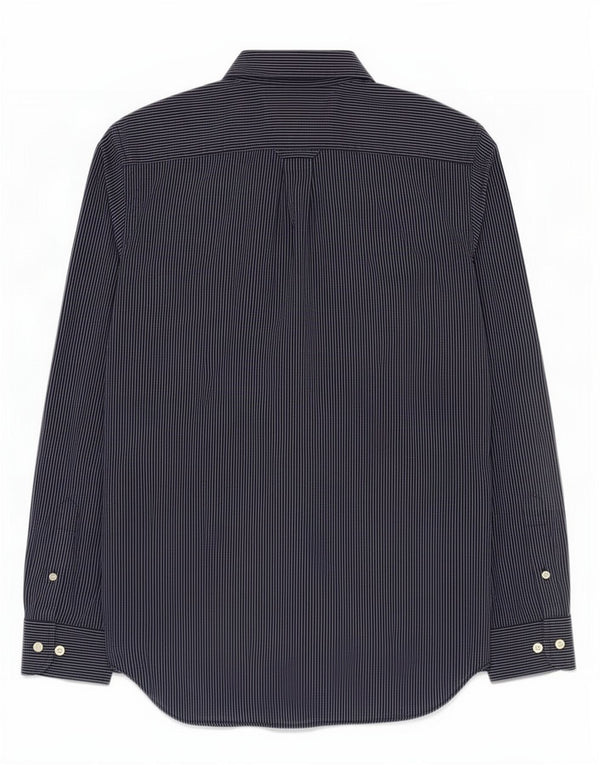 Nautica Mens Classic Fit Shirt Small Navy Blue Pinstripe Cotton