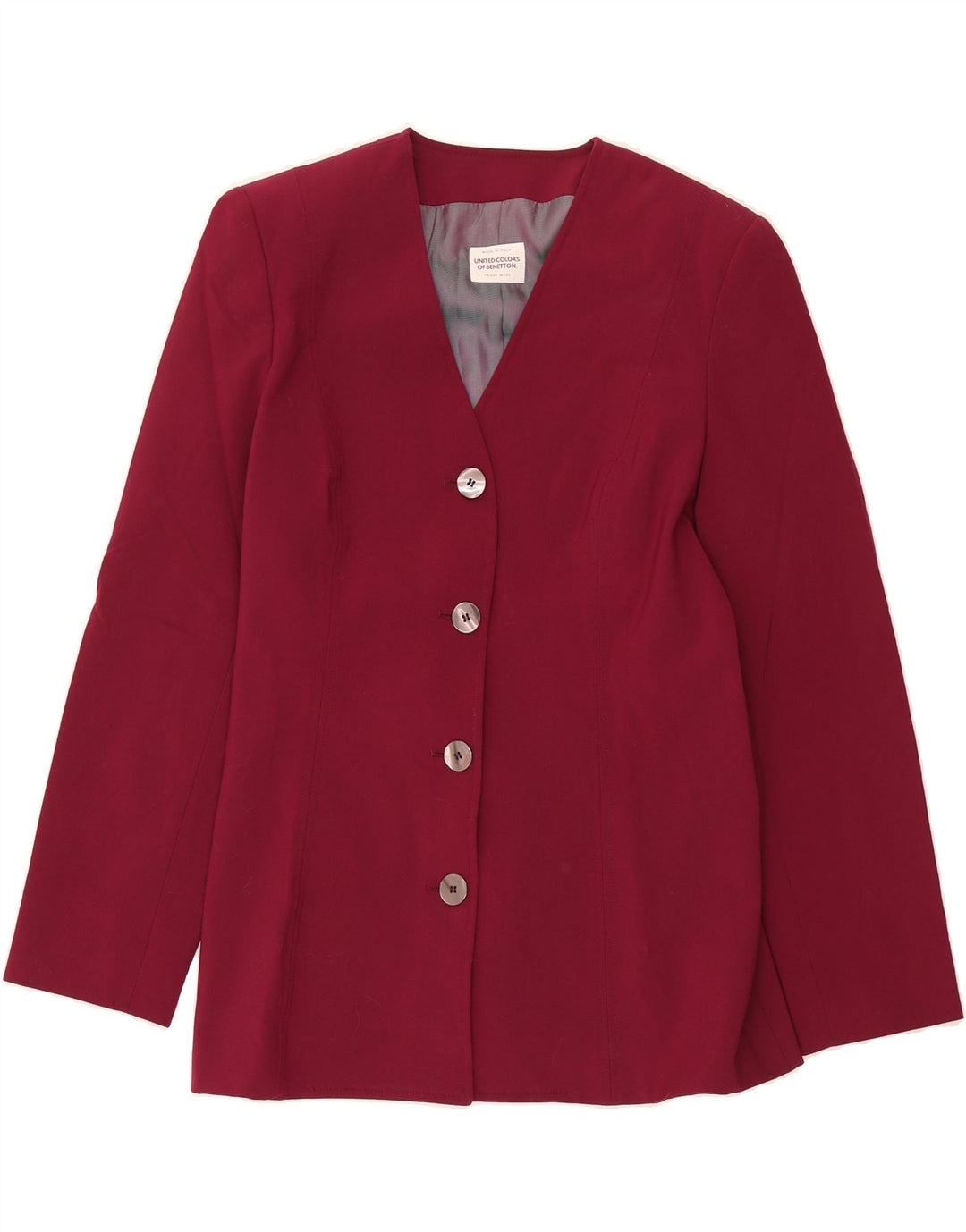 BENETTON Womens 4 Button Blazer Jacket IT 44 Medium Red Polyester Vintage Benetton and Second-Hand Benetton from Messina Hembry 