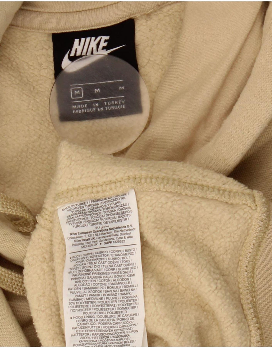 Felpa con cappuccio da uomo Nike in cotone beige medio