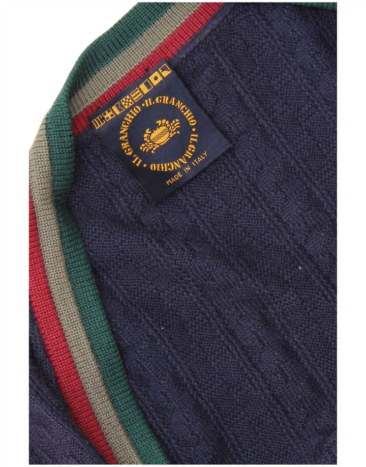 IL GRANCHIO Maglione Cardigan Uomo XL Blu Navy